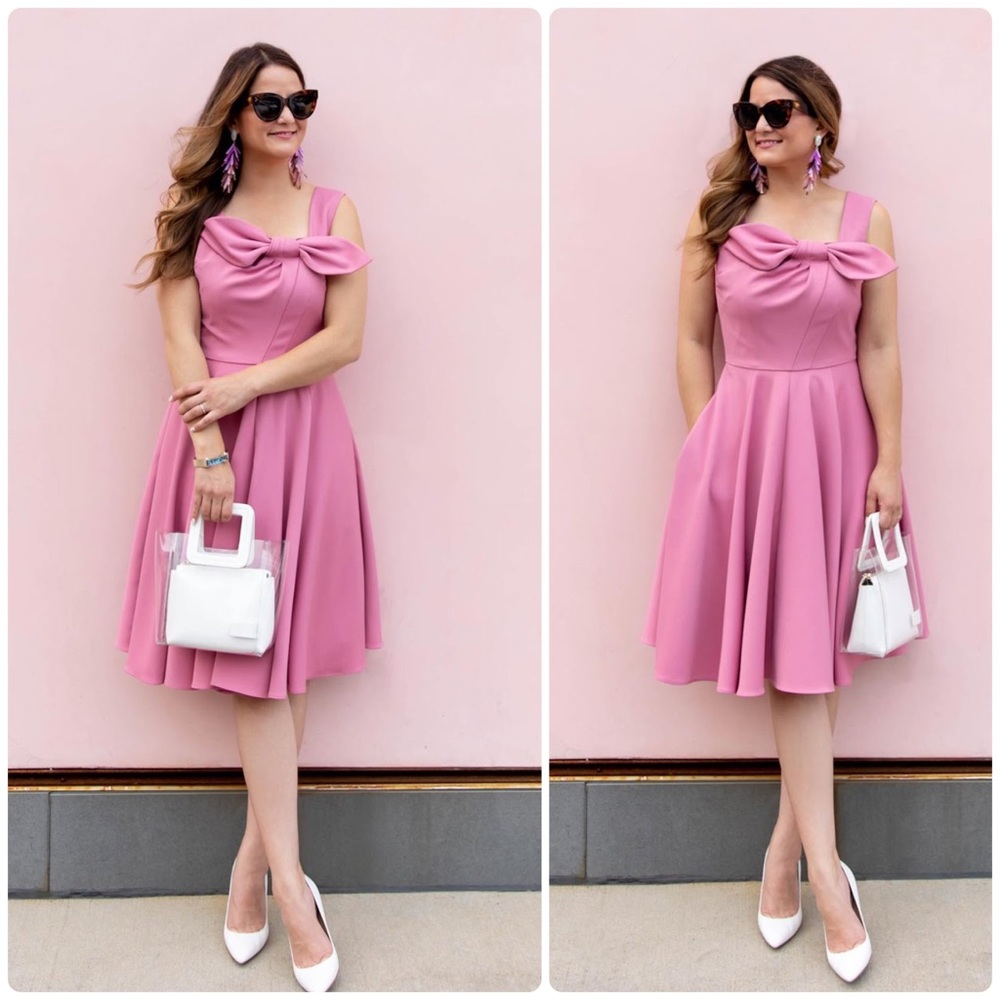 Gal Meets Glam Zoe Bow Neckline Fit & Flare Dress